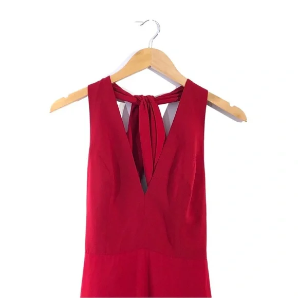 Jill Stuart V-Neck Red Halter Gown with Keyhole Back Size 2 - Picture 3 of 8